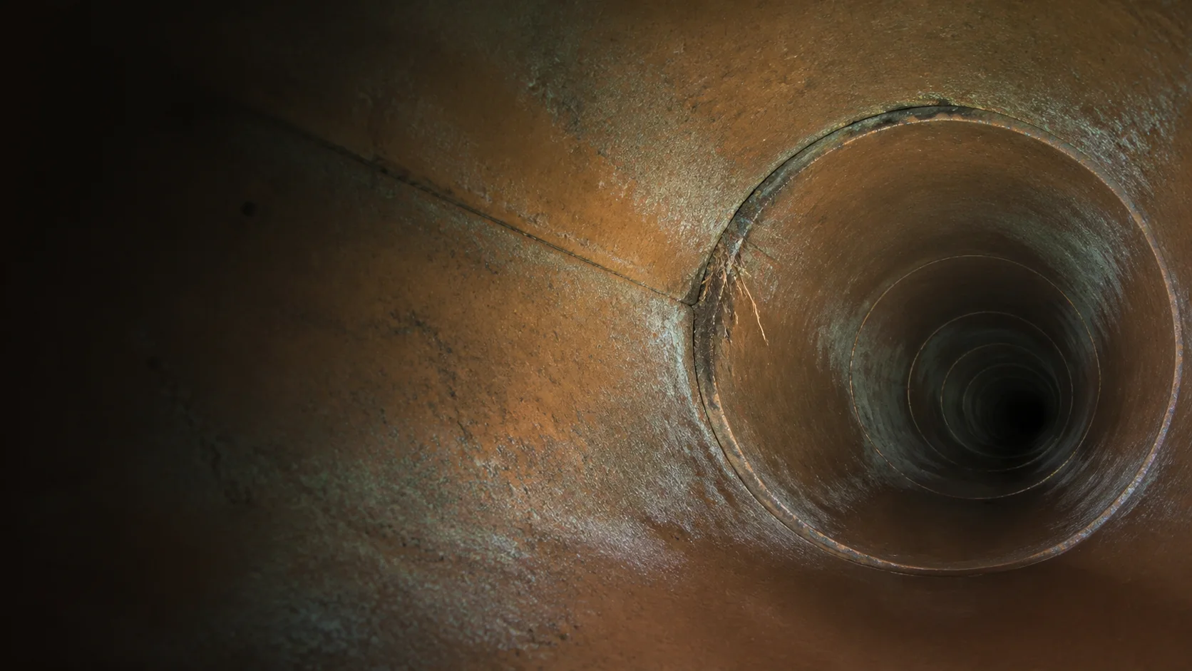 Illustrative view inside a residential sewer pipe